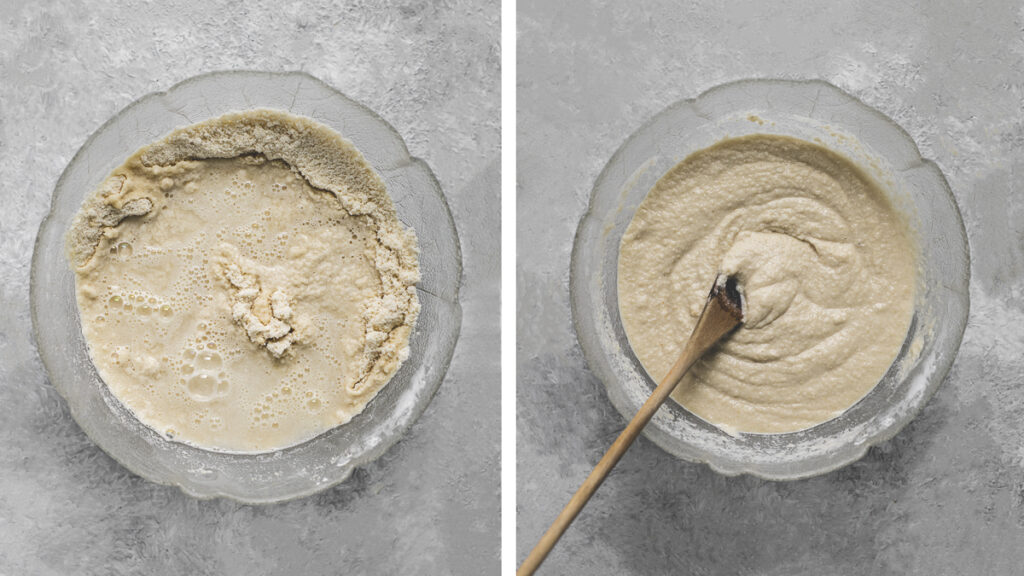 Almond Flour Flatbread Ingredients being mixed into a batter.