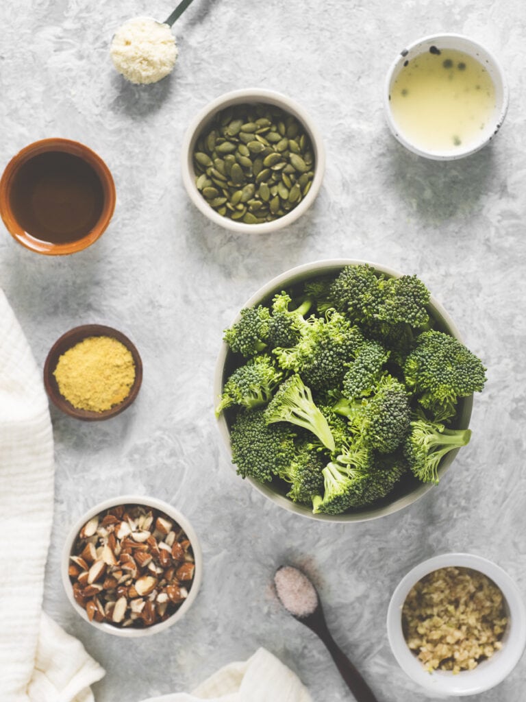 All the ingredients needed to make Dairy-Free Lemon Roasted Broccoli Crack.