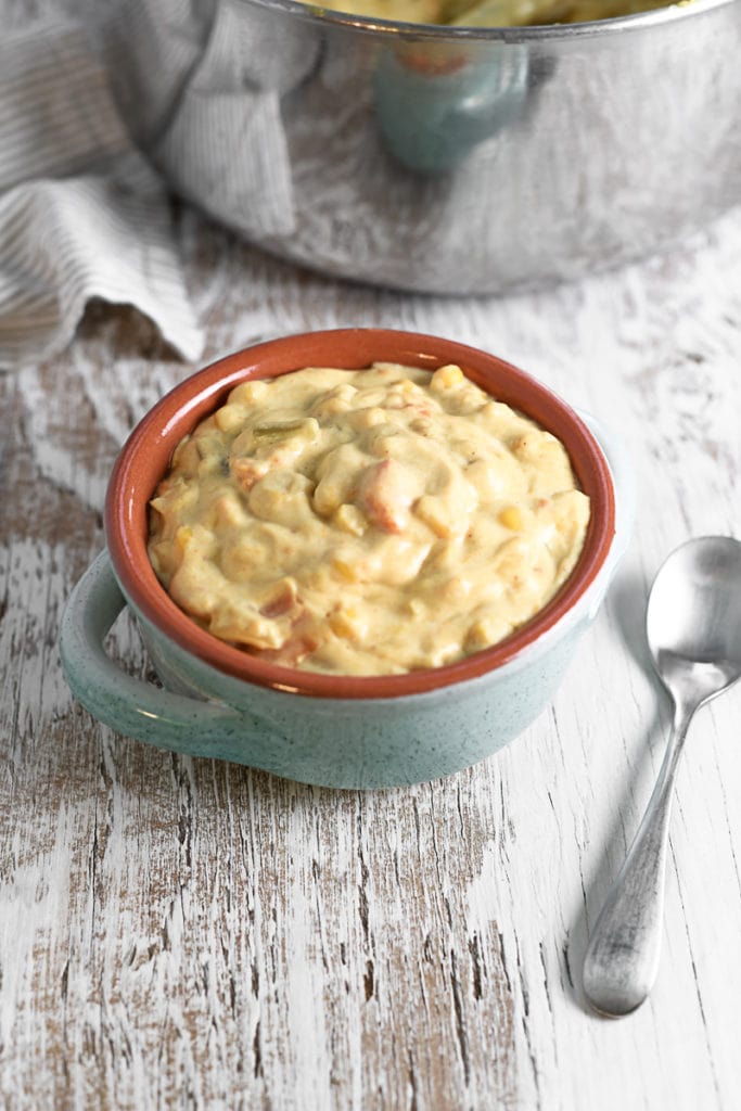 A big, heaping bowl of sweet potato chowder.