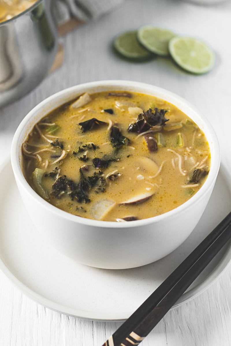A big hearty bowl of vegetable-filled Thai Noodle Soup.