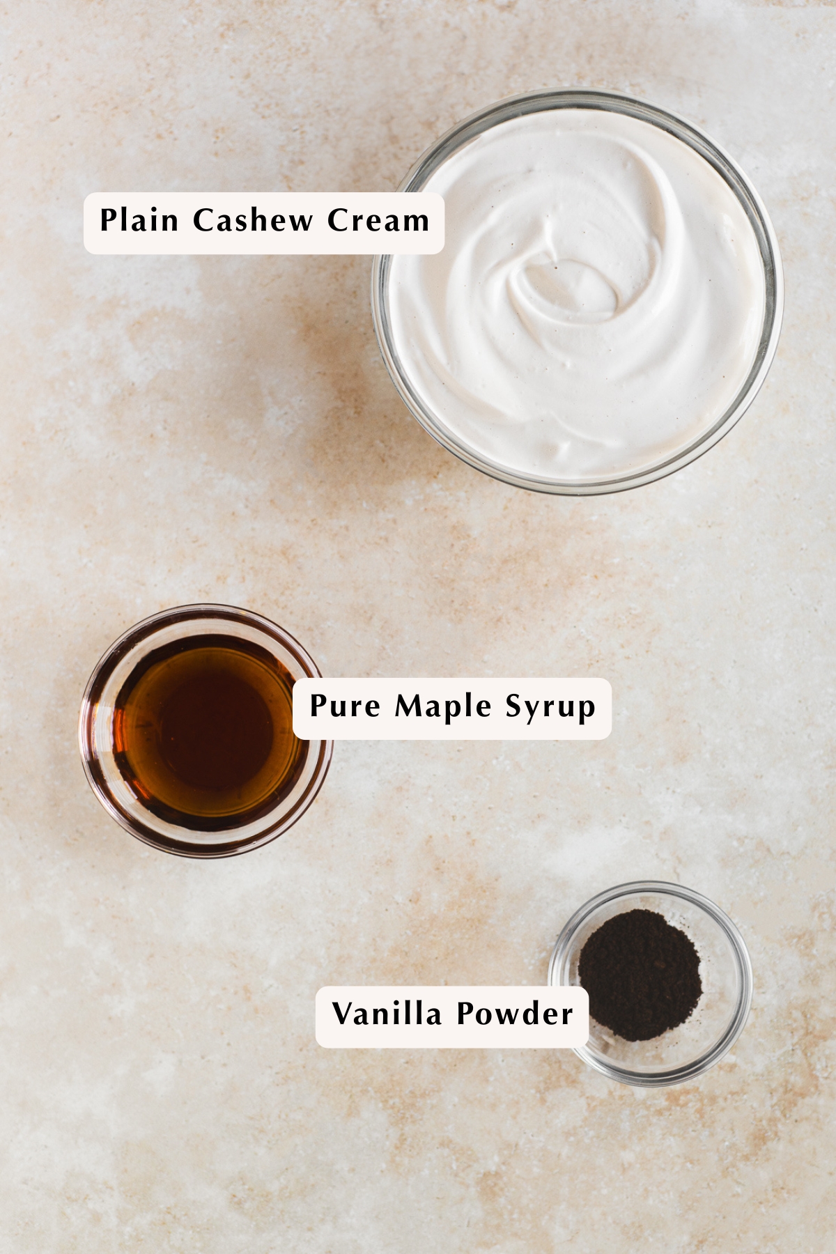 Sweet Vanilla Cashew Crème Ingredients.